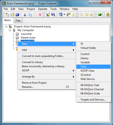 LabVIEW Actor Framework Child Class