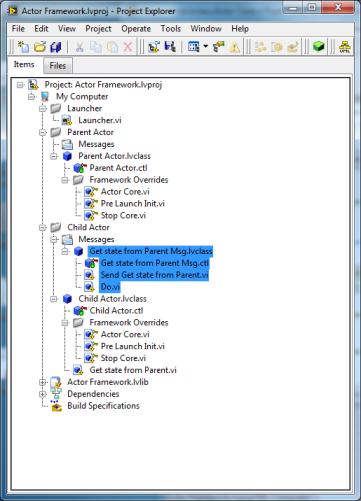 LabVIEW Actor Framework Project with Child Actor message