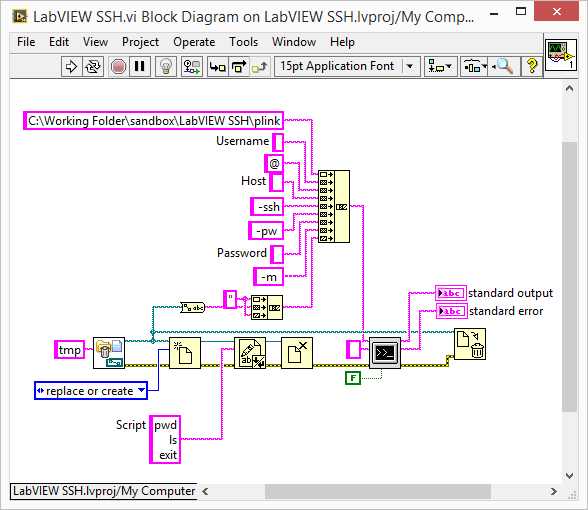 LabVIEW SSH plink PuTTY